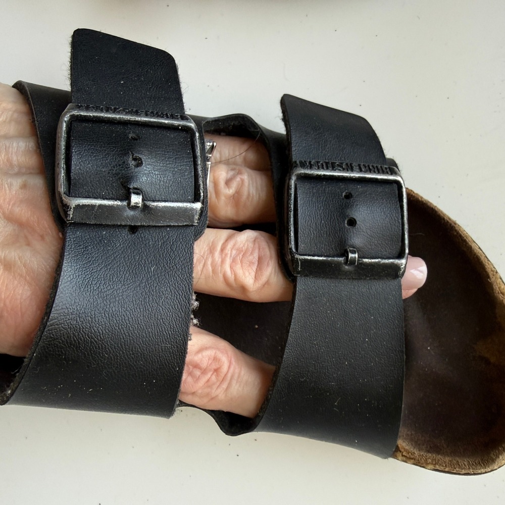 Birkenstock Arizona Black Leather Sandals EU 35 US 4-5 Cork Wear Repair Project - Picture 7 of 9